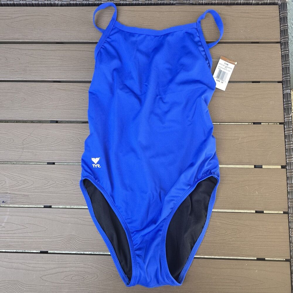 TYR Women's Solid Royal Blue Diamondfit One Piece Swim Sz 30 New